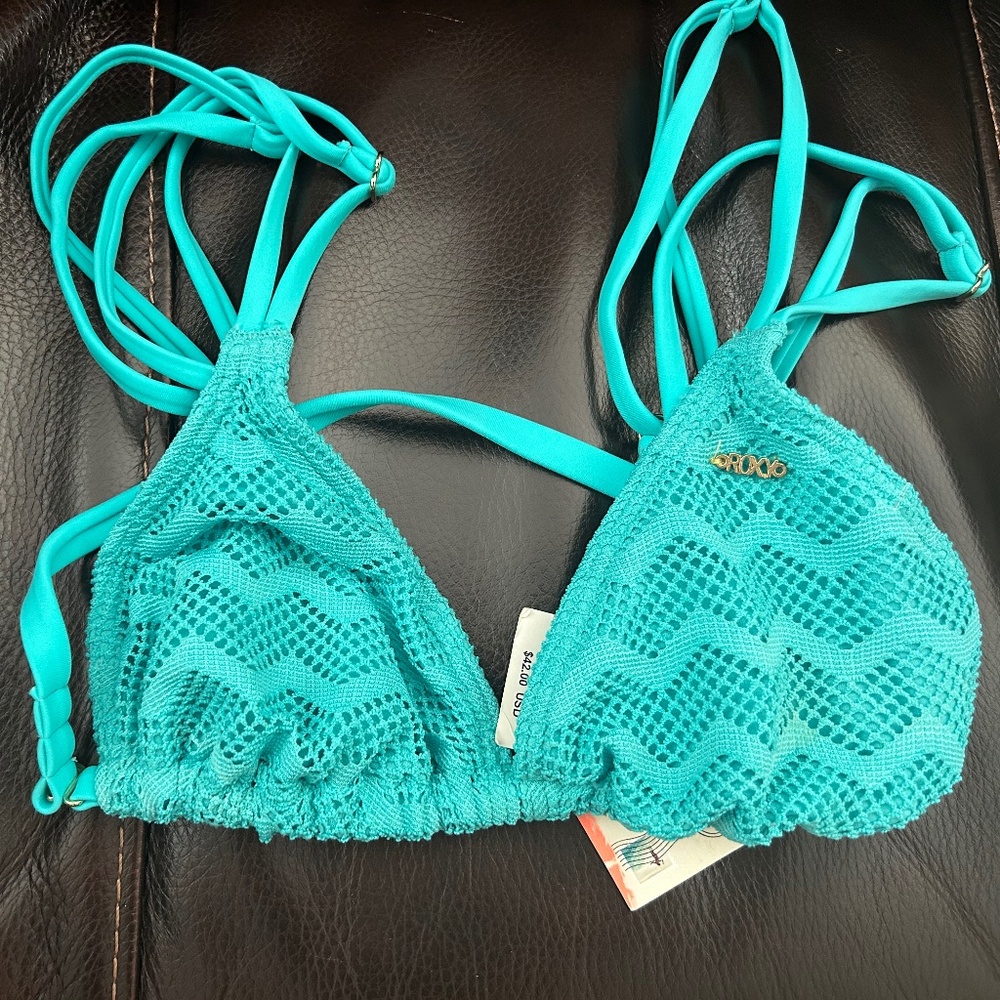 NWT Roxy Aqua Crochet String Bikini Size Medium